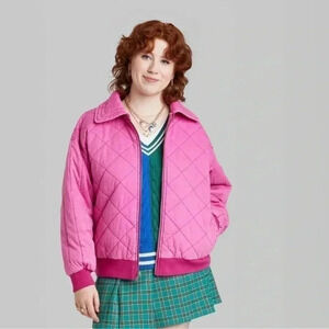 NWT Vibrant Pink Quilted‎ Bomber Jacket